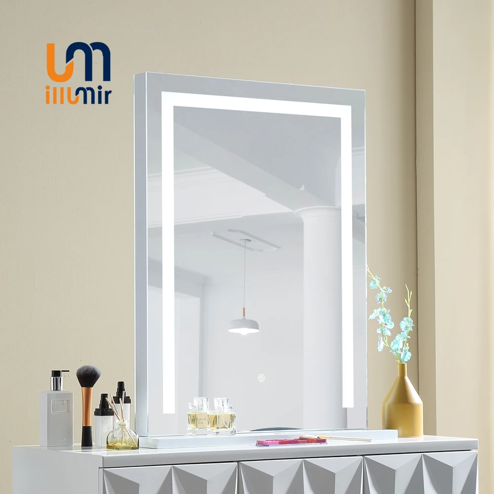 Double Side Mirror For Salon Barber Shop Table Led Dressing Lighted Make Up Mirror