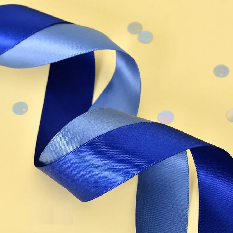 YAMA Custom hight quality double faced Christmas Blue ribbon roll 100Yard Roll