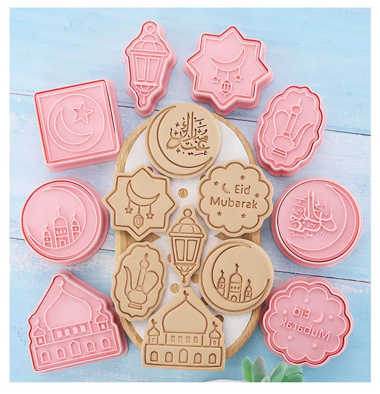 Superwin New 2022 Biscuit Mould Diy 3D Baking Tools Plastic Ramadan Cookie Cutter Eid Mubarak Cake Mold For Islamic Muslim