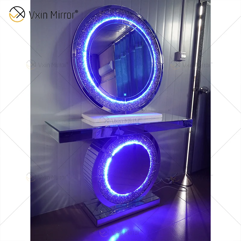 Изготовление размеров под заказ 3 вида цветов LED зеркальное современное пристенный столик с зеркалом функция тач