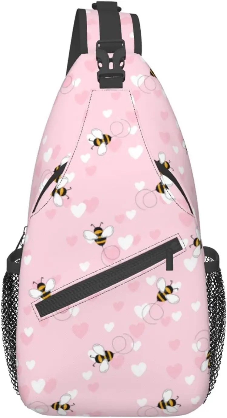OEM Sling Bag Crossbody Backpack Cartoon ,Travel Hiking Daypack Adorable Bees Insects Print Chest Bag Shoulder Bag for Women Men