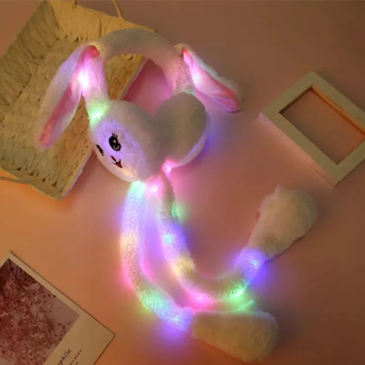 Новинка 2021, Женская Шапка-бини с кроличьими ушками, плюшевая шапка с движущимися ушками кролика, с блеском, шапка с передвижными ушками