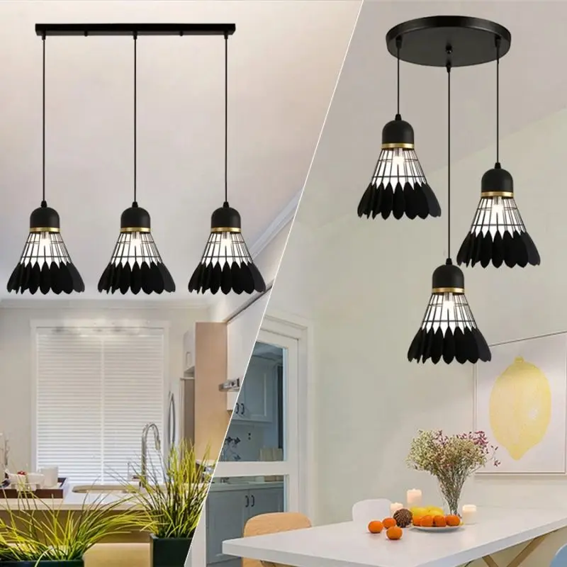 Restaurant Bedroom Hanging Lights E27 Nordic Modern Minimalist Study Room Home Decor Iron Pendant Lamp Badminton Chandelier