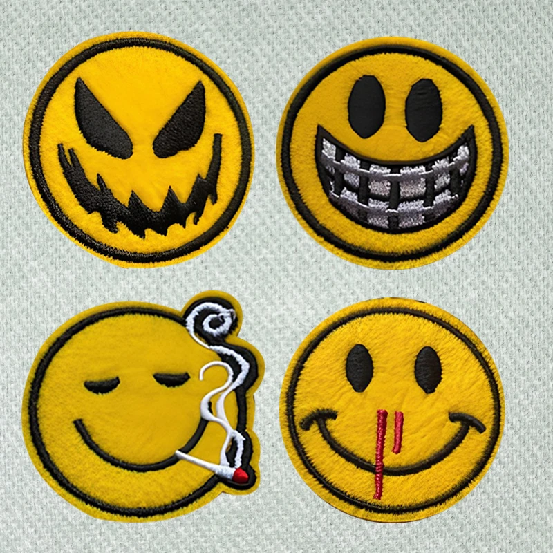 custom Logo letter Embroidery smile patches embroidery felt Iron On Patches