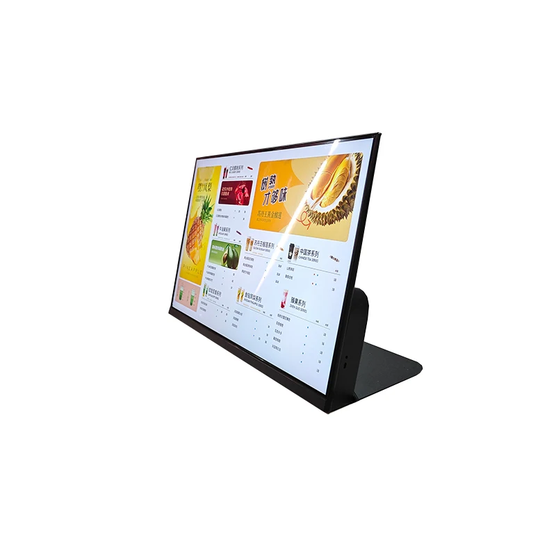 23.5 Inch L Shape Table Fast Food Cafe Restaurant Menu Board Lcd Display Pictures Videos Advertising Digital Signage Display