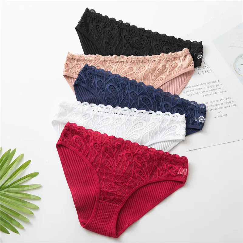 CINVIK Multi-Color Panties Female Cotton Mid-Waist Sexy Lace Breathable Non-Marking Ladies Panties European Size in Stock