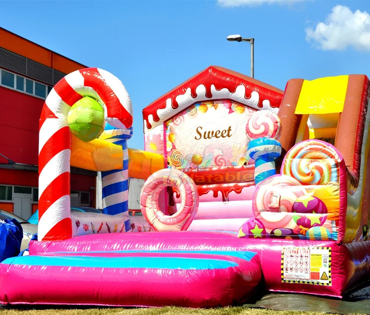 Commercial grade sweet sugar shack inflatable combo candy aire de jeux gonflable enfant bounce house kids jumping castle