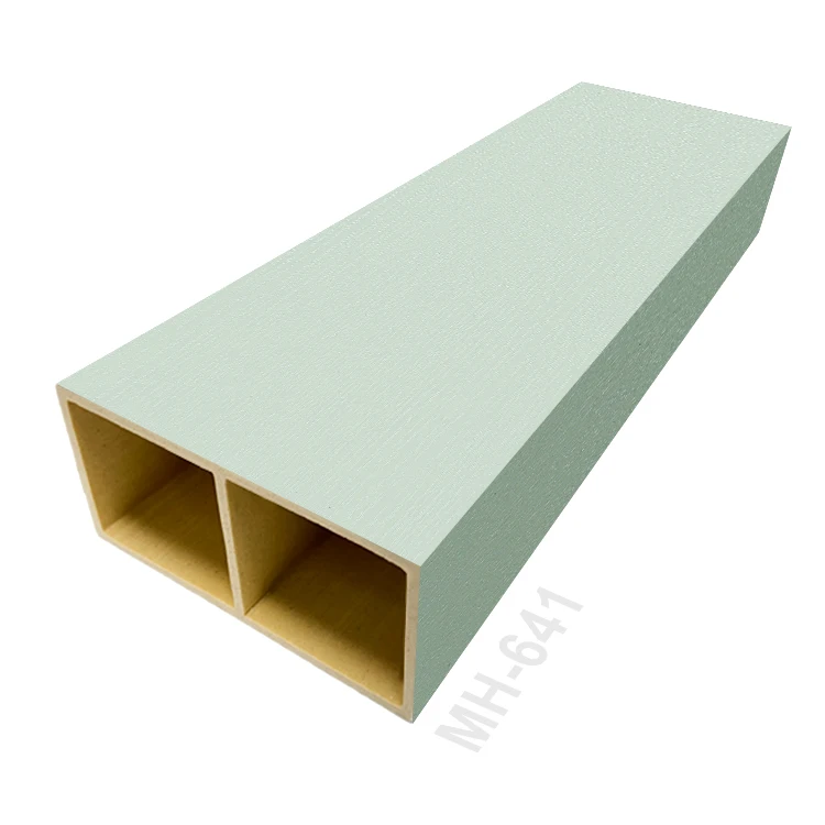 Eco-friendly Interior Decoration Partition WPC Timber Tubes Hollow Wood-plastic Tube Beams PVC Wooden Grain Column