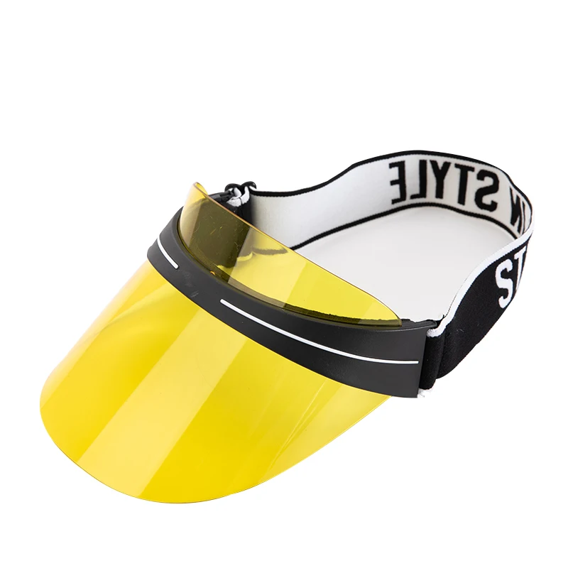 HIgh Quality Colorful Custom PVC Visor Cap Elastic Band Transparent Visor Hats