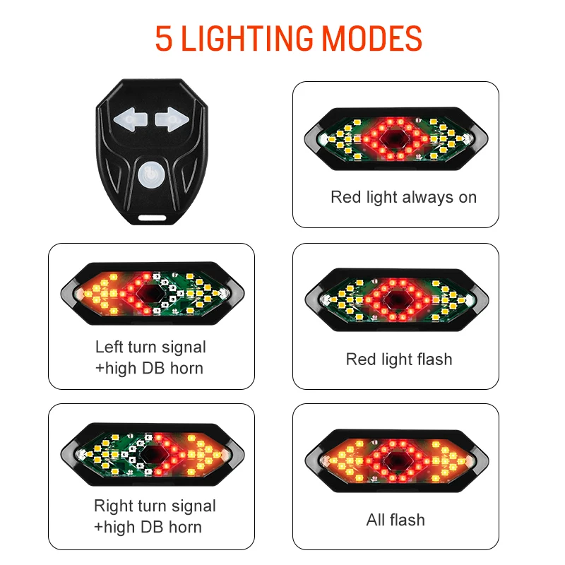 2021 5 led modes Outdoor waterproof 4 in 1 Wireless remote control USB Rechargeable Safety Warning speaker bicycle light