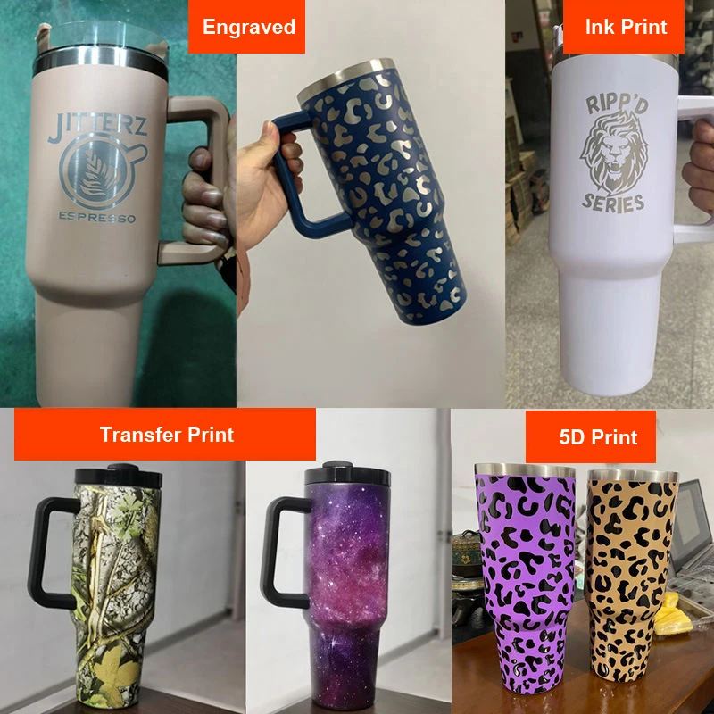 Factory Wholesale Stainless Steel Mug Vacuum Insulated 40 Oz Tumbler with Handle and Straw