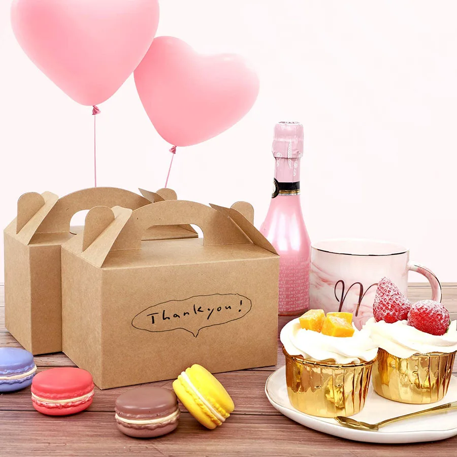 Cupcake Bread Dessert Packing Paper Gift Boxes Food Cardboard Food Package Cake Box with handle
