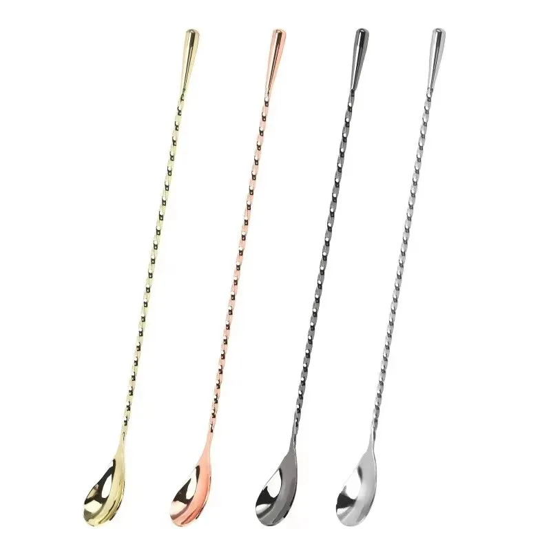 Hot custom teardrop long handle cocktail metal stir swizzle sticks stainless steel bar stirring drink coffee tea stirrer spoon