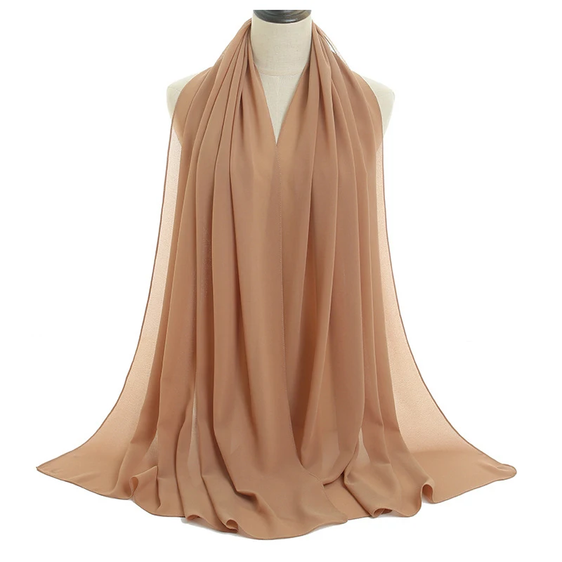 Women Shawl Arab Scarf Hijab Cheap Fashion High Quality Muslim Fashion Malaysia Chiffon Solid Colors as Picture or Customized