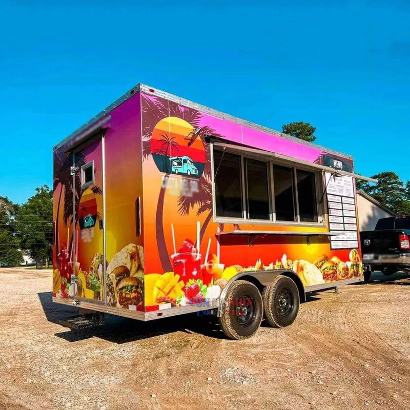 17ft dot certified us standard food trailer fully equipped kitchen burger juice cart mobile food truck trailer