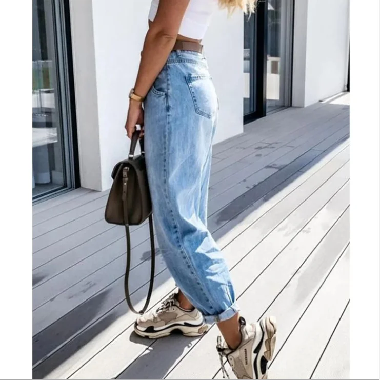  Jeans 2021 Women Autumn New Casual Trousers High Waist Washed Pants