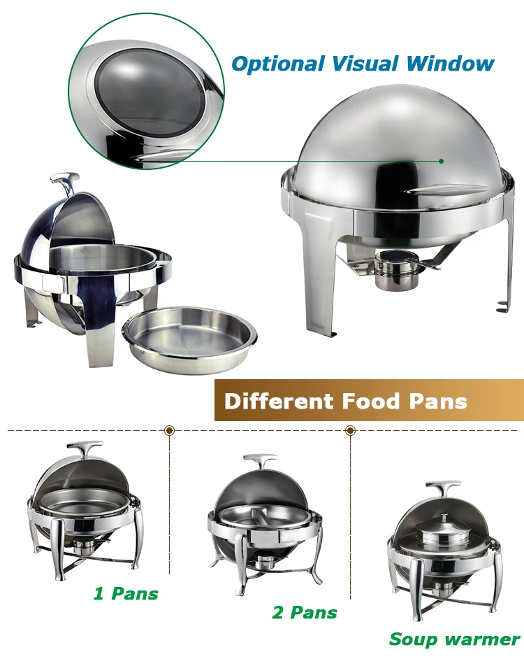 Factory Outlet Chaffing Dishes Buffet Catering Stainless Steel Luxury Chaffing Dishes Set  Thickening Hot Food Display Warmers