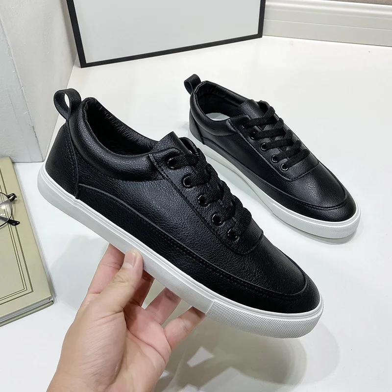 White shoes male autumn breathable youth pure white student sports and leisure board shoes