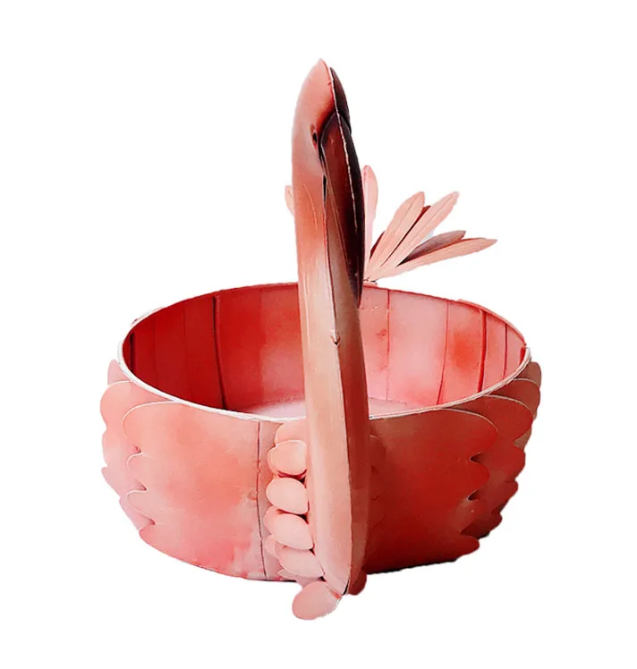 
Wholesale High Quality swan metal sculpture decoration animal basket for home garden storage 
