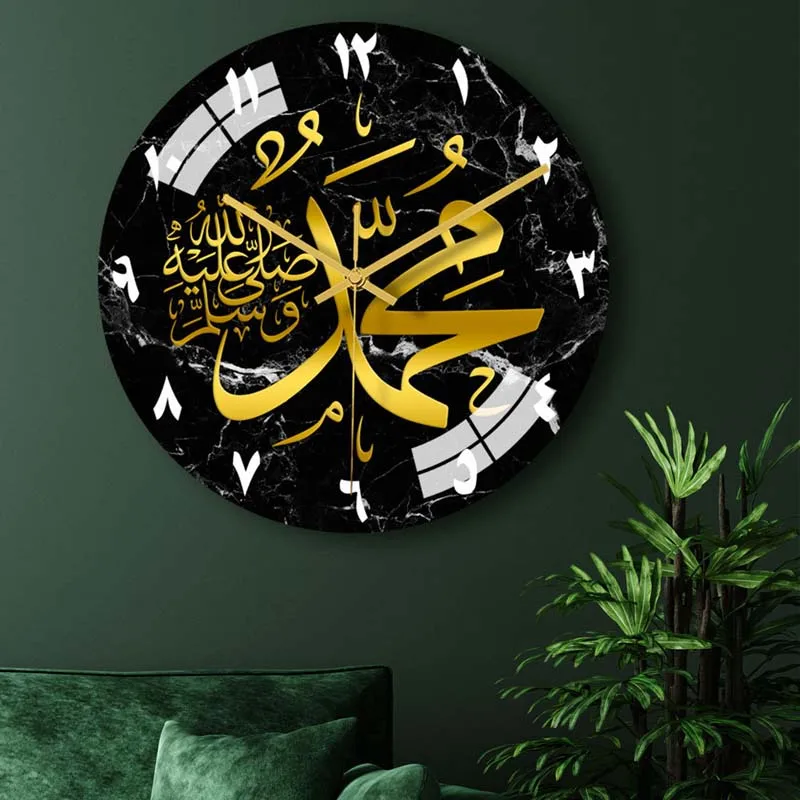 Cross-border Stereo Acrylic Round Wall Clock Bedroom Living Room Home Decoration Middle East Moose 3D Wall Sticker Clock