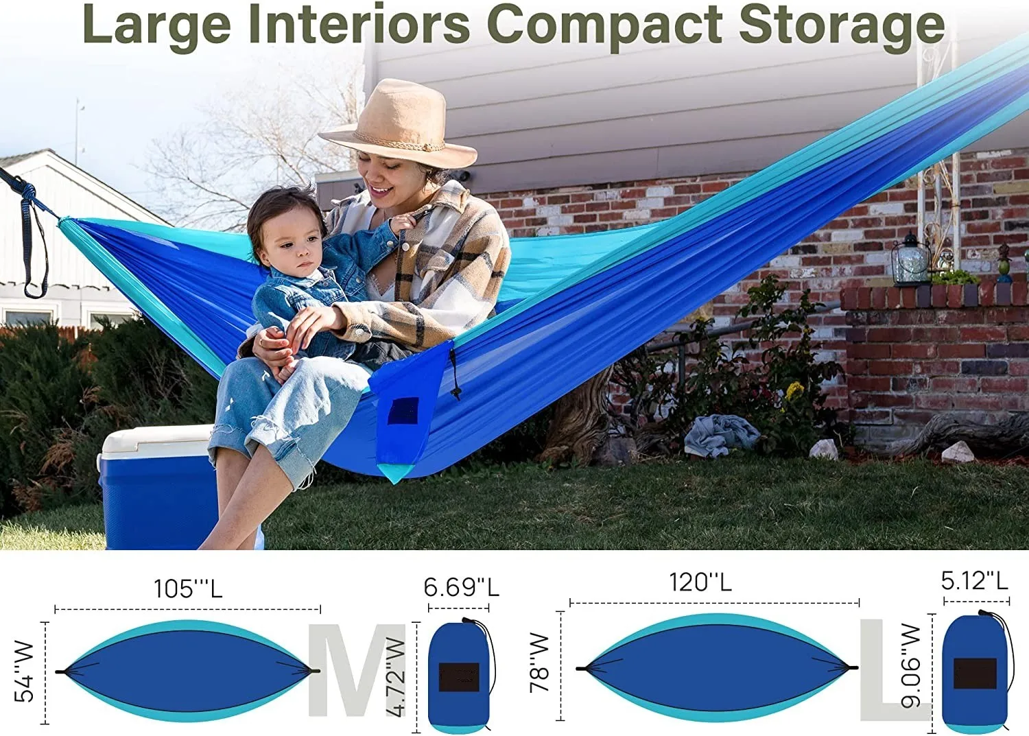 Mingchan Lightweight 2 Person Portable Outdoor Heavy Duty Hammock with Straps Included for Easy Hanging from Trees