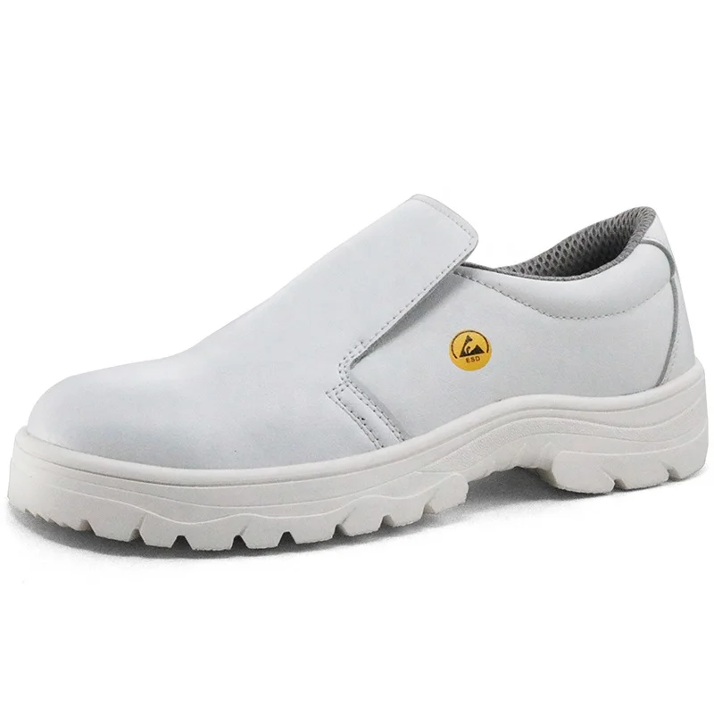 
Oil abrasion resistant anti slip steel toe microfiber leather restaurant ESD kitchen safety shoes for food manufacturer 