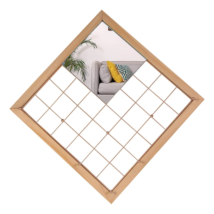 Aesthetic room decor in Nordic Style Wire Mesh Panels Metal Memo Board wall grid panel with mirror for storage organizer