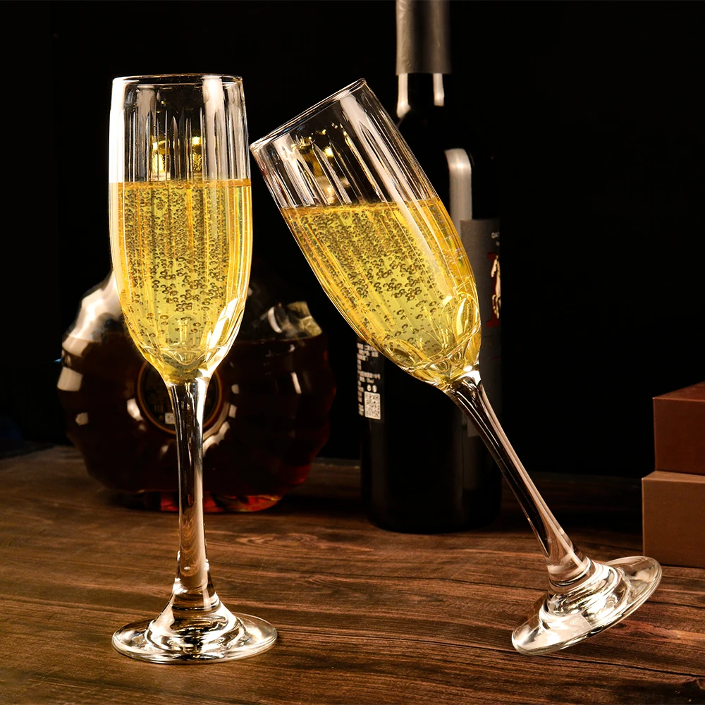 Luxury 180ml Flutes Goblets Glass 8oz Crystal Bubble Drinking Champagne Glasses