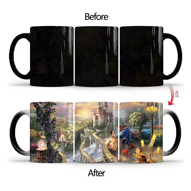 Best Gift for Children New 350ml Cartoon Heat Sensitive Changing Color Ceramic Milk Coffee Mug Drink Hot Water Cup