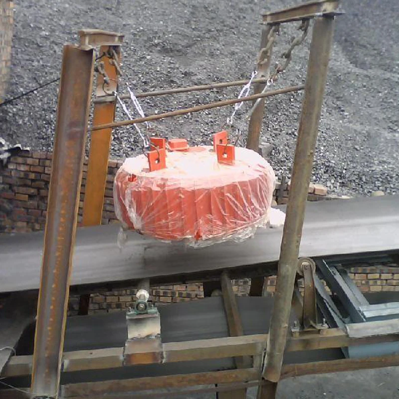 Electro magnet iron separator for conveyor belts