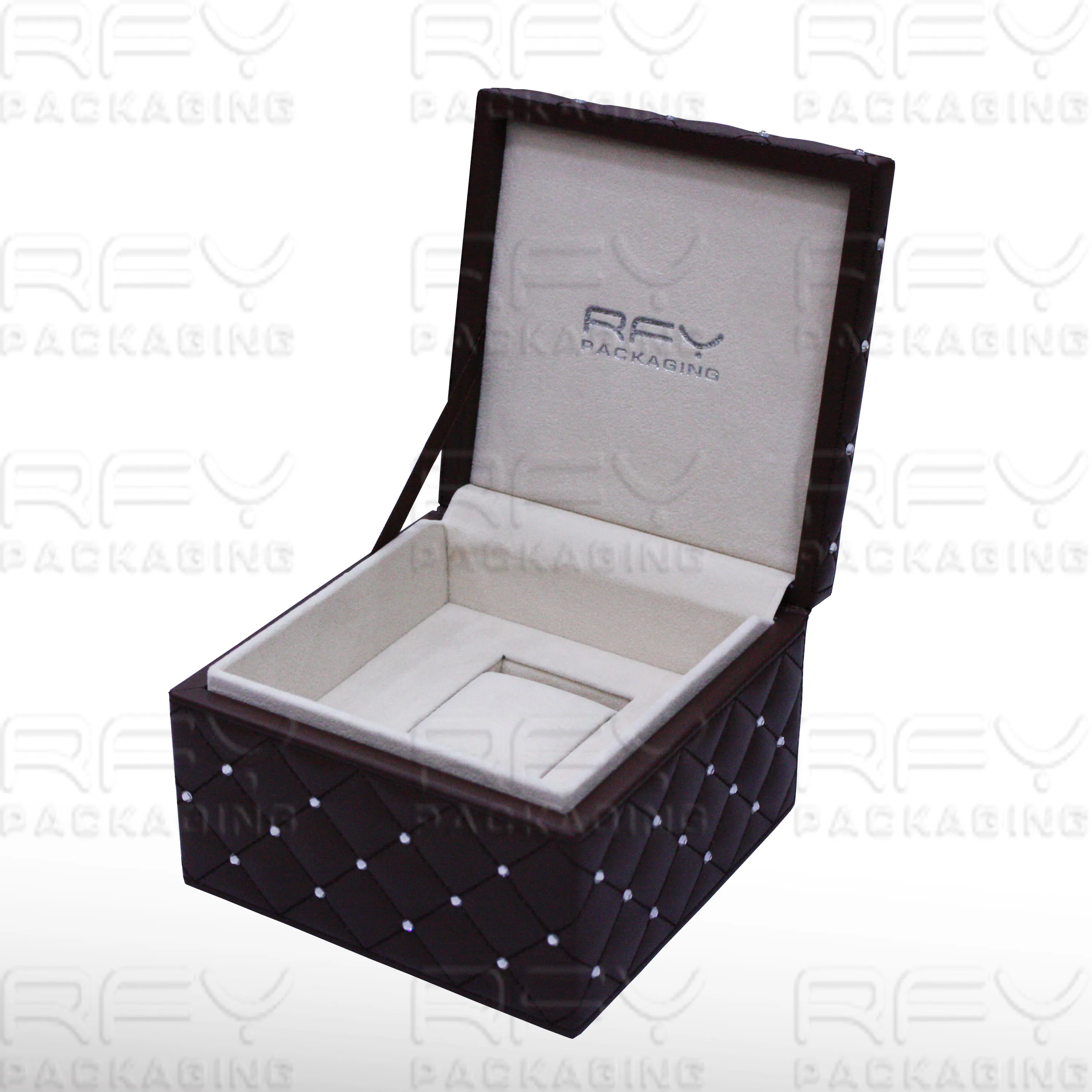 New Design Black PU Leather Wooden Watch Packaging Box
