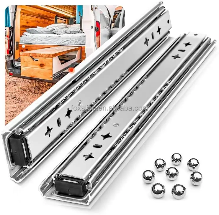 53mm width Ball Bearing Slides  18 inch 115kG 3-Fold Full Extension Heavy Duty Telescopic Drawer Slides Lock in Lock out