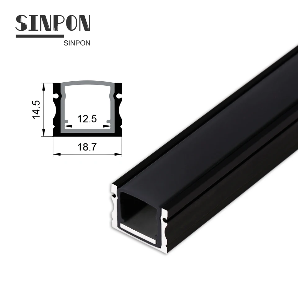  Factory Hot Sale 17*15mm Surface Mounted Anodized Black Color Aluminum Profile With 1m 2m 3m Length and SMD 5050 Led