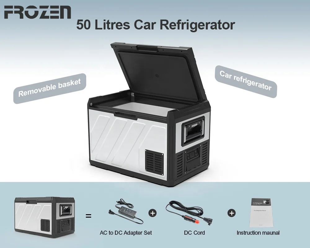 Antuncle 50L 12v  metal car fridge 12v portable camping refrigerator freezer for rv