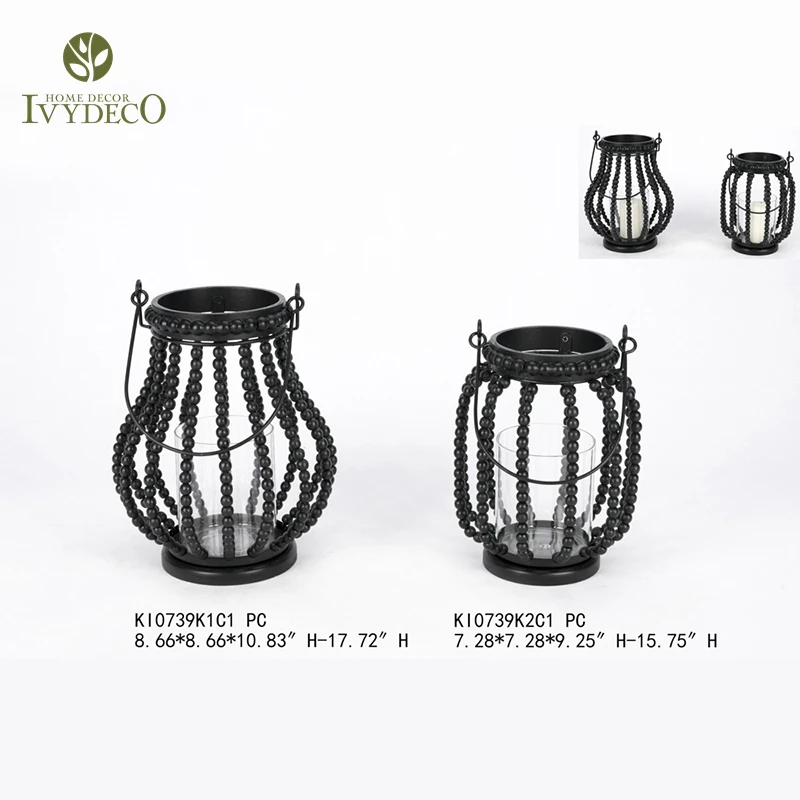 IVYDECO Unique Design Lustrous Farmhouse Home Ramadan Lantern Wood
