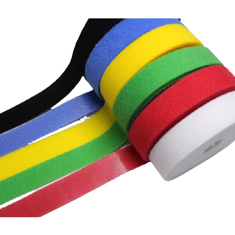 Fuying wholesale double-sided reusable fastening tape hook and loop roll