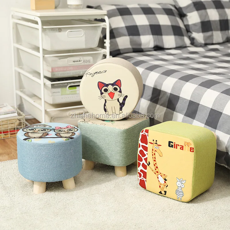 Cloth Round Animal Living Bedroom Room taboret Kids Footrest Stool Shoe Bench ottoman