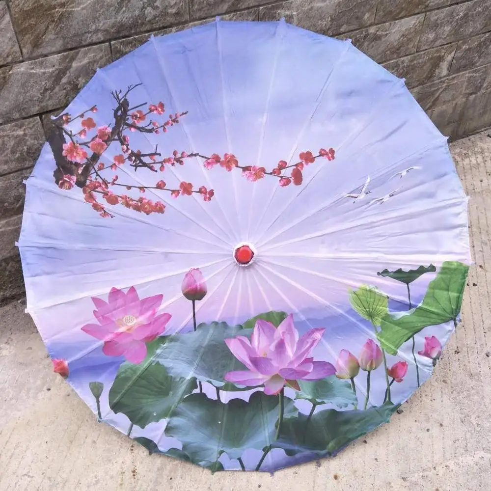Japanese wedding favor gift silk wood umbrella custom Colorful oil paper umbrella flower straight bamboo frame oilpaper parasol