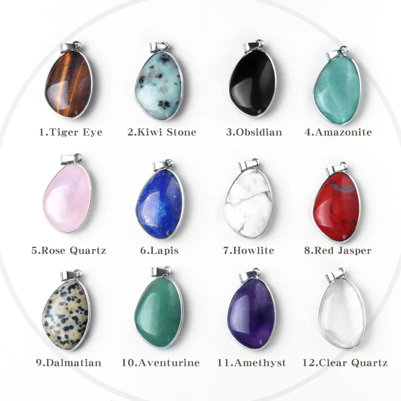 copper bezel irregular pendant agate crystal semi-precious stone with silver frame pendant necklace