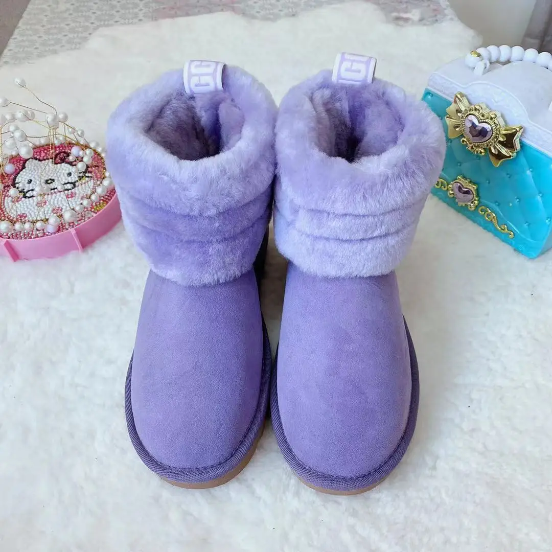Drop Shipping 2021 New Adult Little Girl Children Kids Designer Waterproof Wholesale Fur Winter Snow Boots