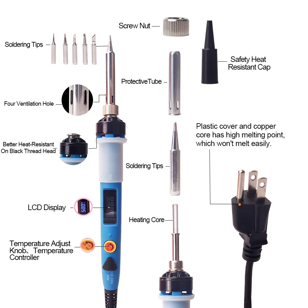 Adjustable Temperature Soldering Iron Set Constant Temperature Internal Thermal 80w Welding Pen