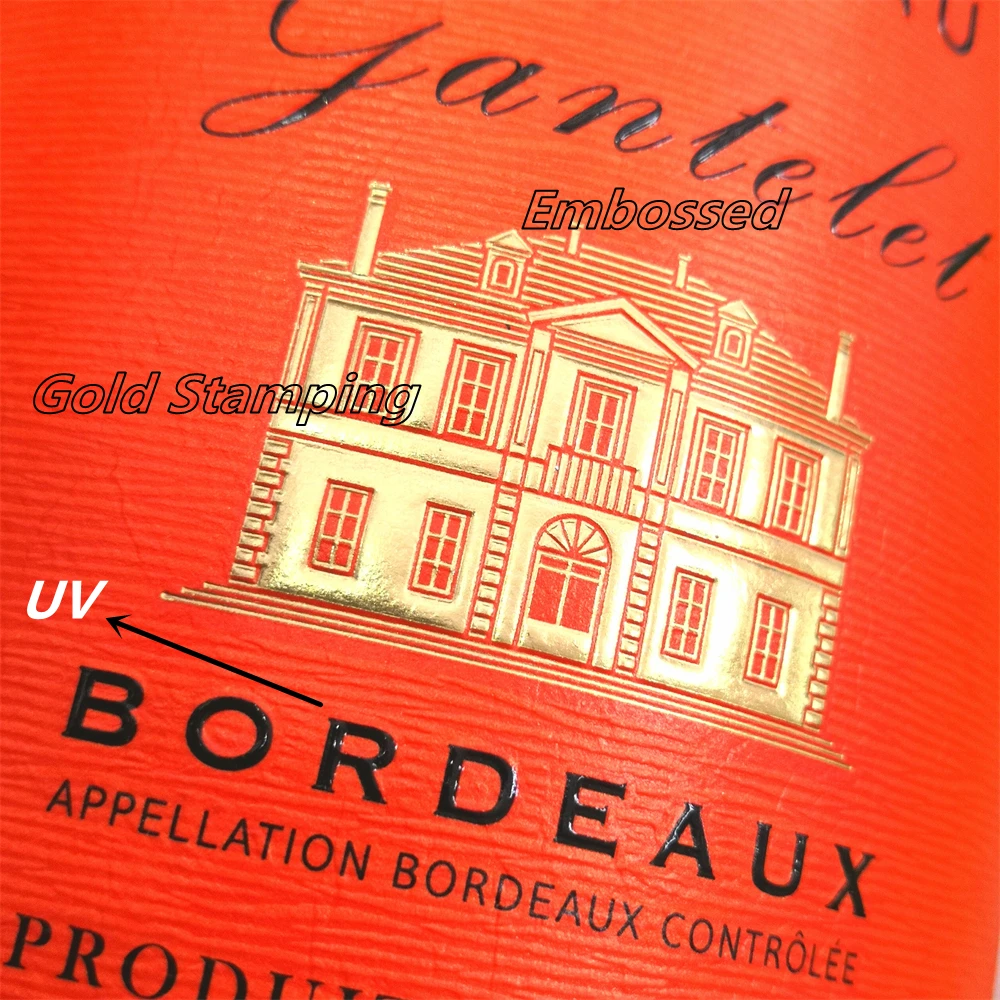 Minsda high quality Custom printing red wine bottle water bottle labels printed Logo bottle label sticker