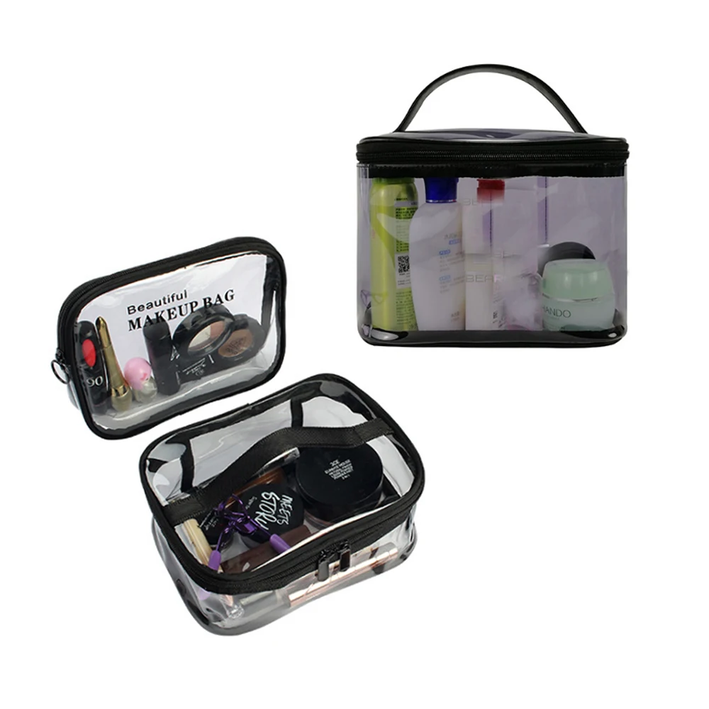 OED/ODM Small Rectangle Frosted Transparent Reusable  Eva Plastic Zipper Bag Cosmetic Travel suit bag clear pvc cosmetic bag