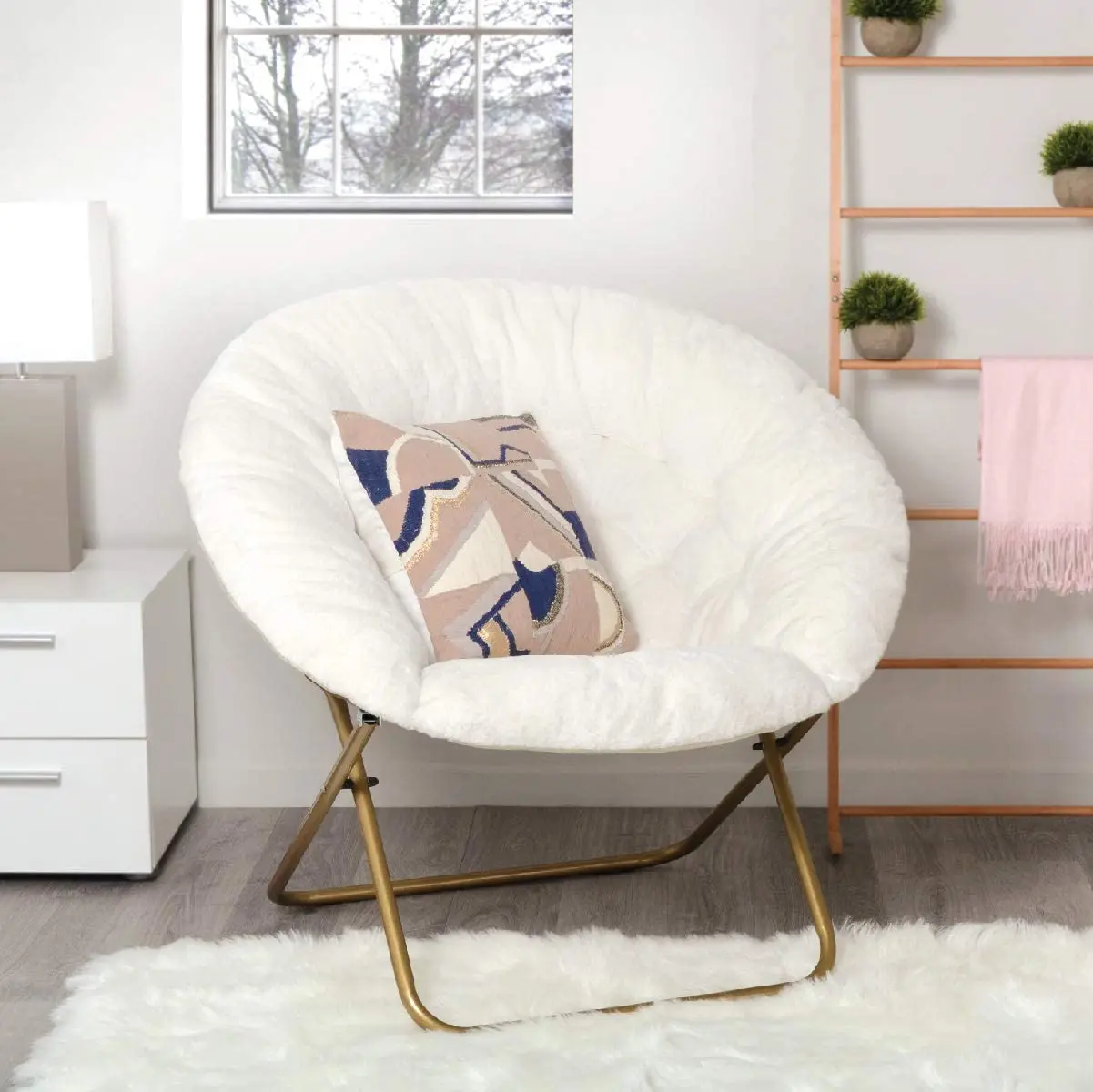 Plush Round Soft Comfortable Moon Chair of Modern Furniture Take on a Retro Design Brings Funky Flair to the Inspired Decor;