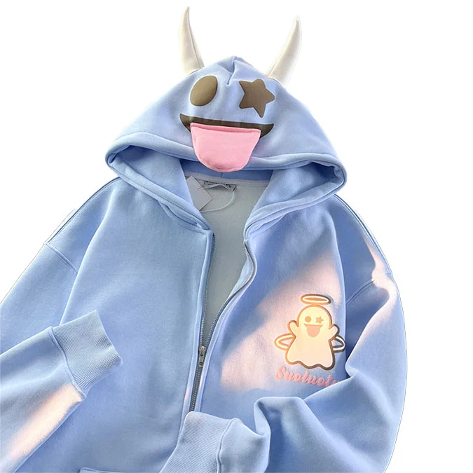 Finch Garment Design Anime Cotton Coat Kawaii Cute Y2K Fashion Hoodie Full Zip Up Hoodie With Ears