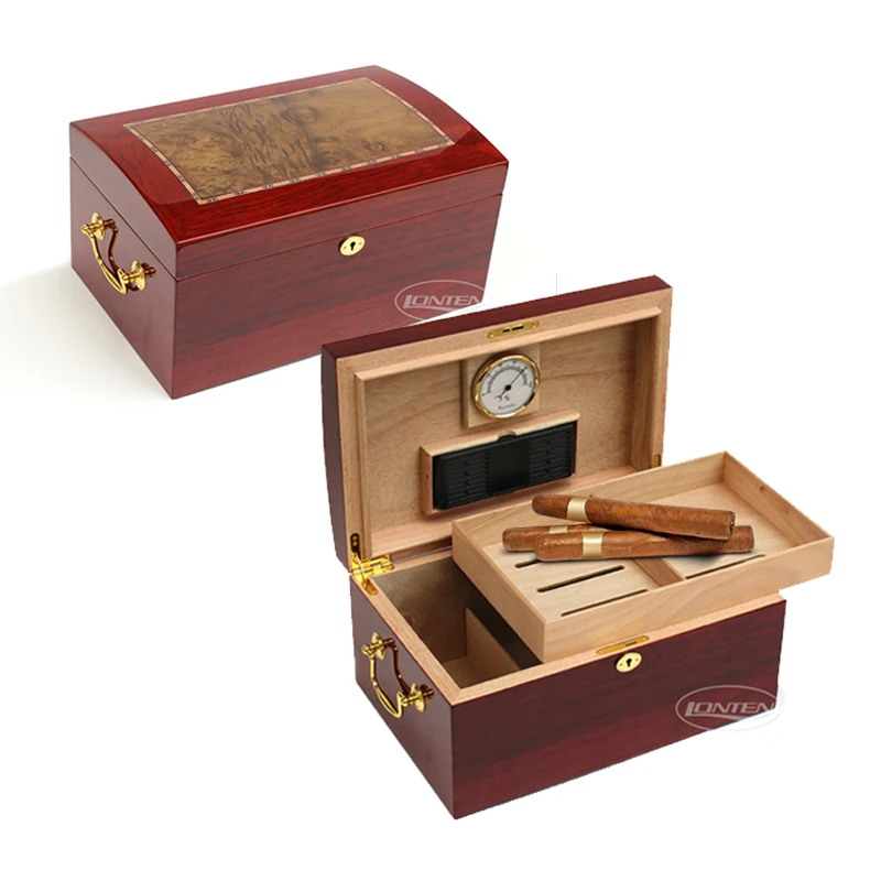 Lonten luxury Lacquer piano paint Cigar Box Humidors Hygrometer humidifier Boxes holder wooden accessories cigar humidor box