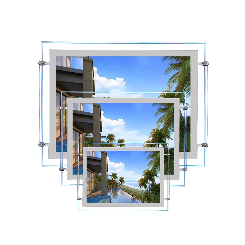 Super Slim Clear Frame Frameless Led Crystal Frame Led Backlit Light Box Advertising Real Estate A4 Crystal Acrylic Light Box