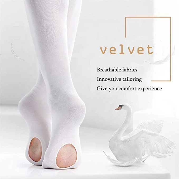 Feet Tube Plus Size Brown Girls Ballet Dance Convertible Tights Nylon Pantyhose