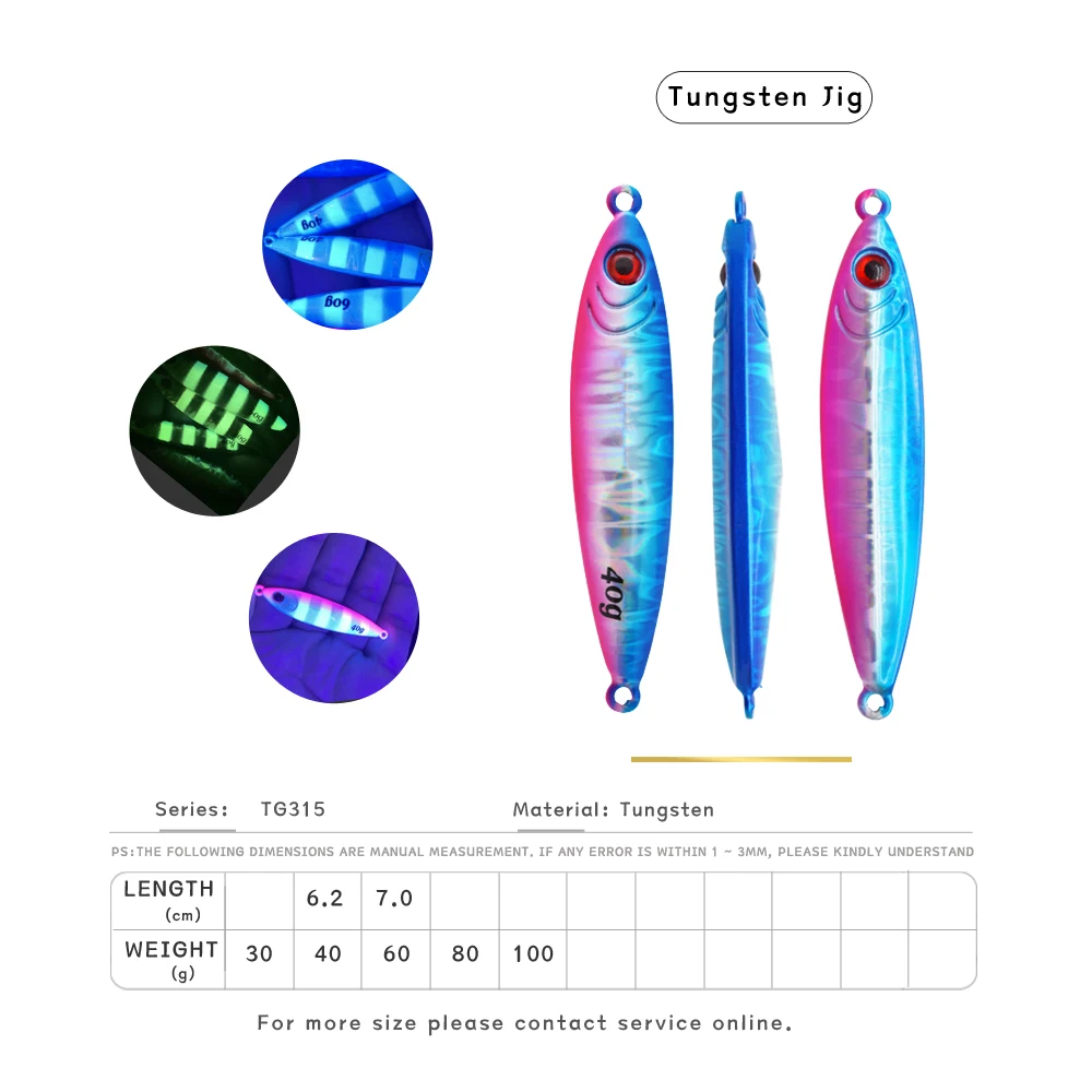 JIGGINGSOUL-TG03- New design 60g Tungsten Hard Casting Fishing Lure Slow Sinking Metal Jig Bait TG JIG LURE BAIT