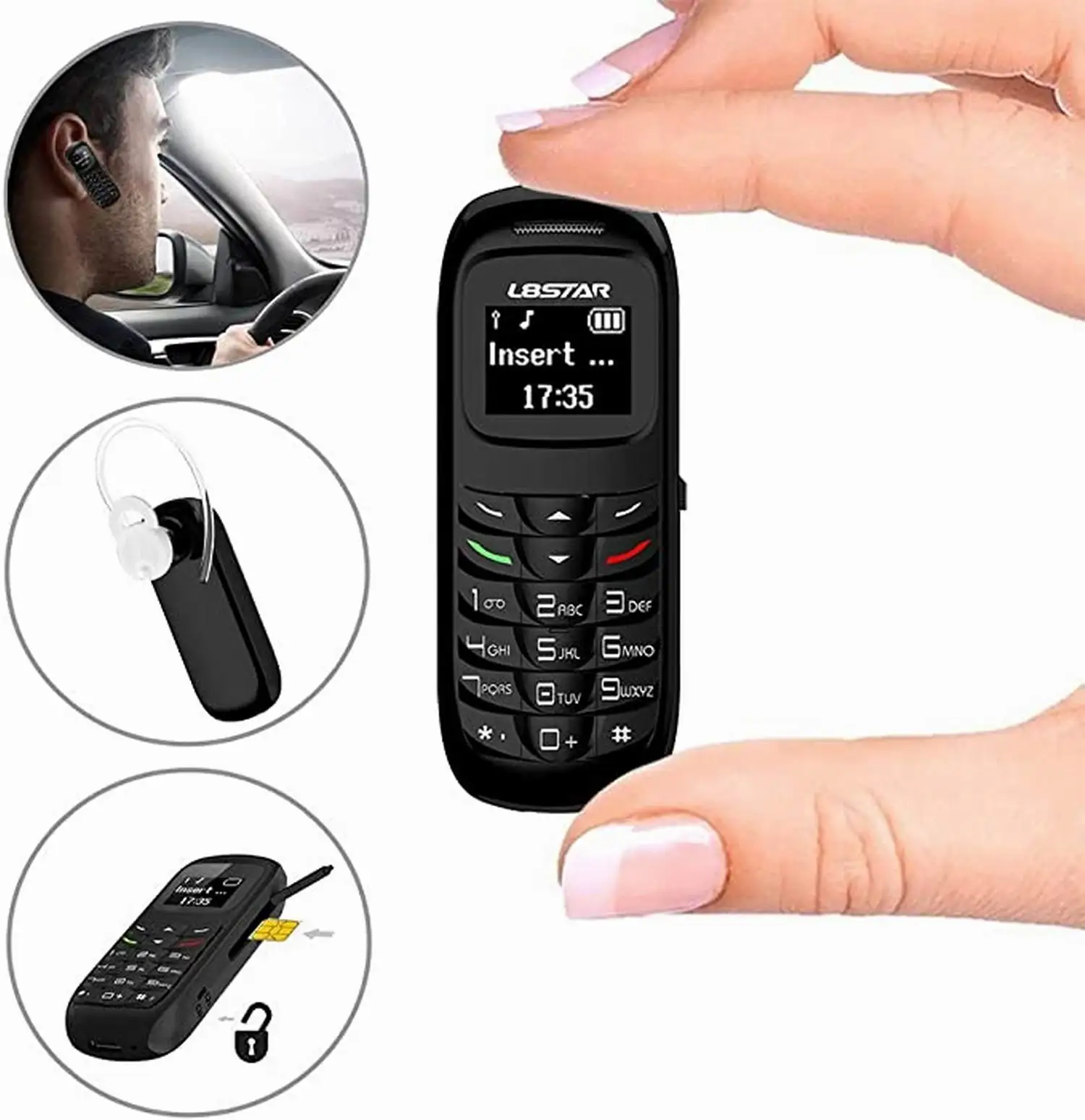 Wireless BT5.0 Earphone Bm70 Mini Mobile Phone Cellphone Stereo Unlocked Super Thin GSM L8STAR Long Standby Small Phone